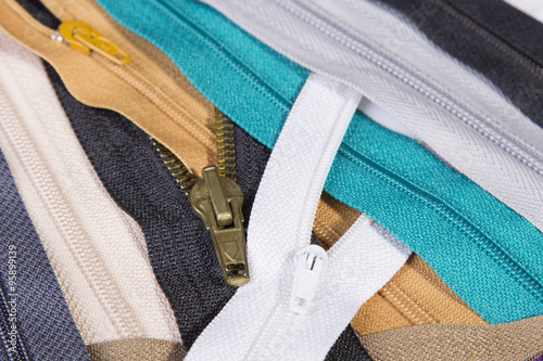 Colorful zippers texture for background
