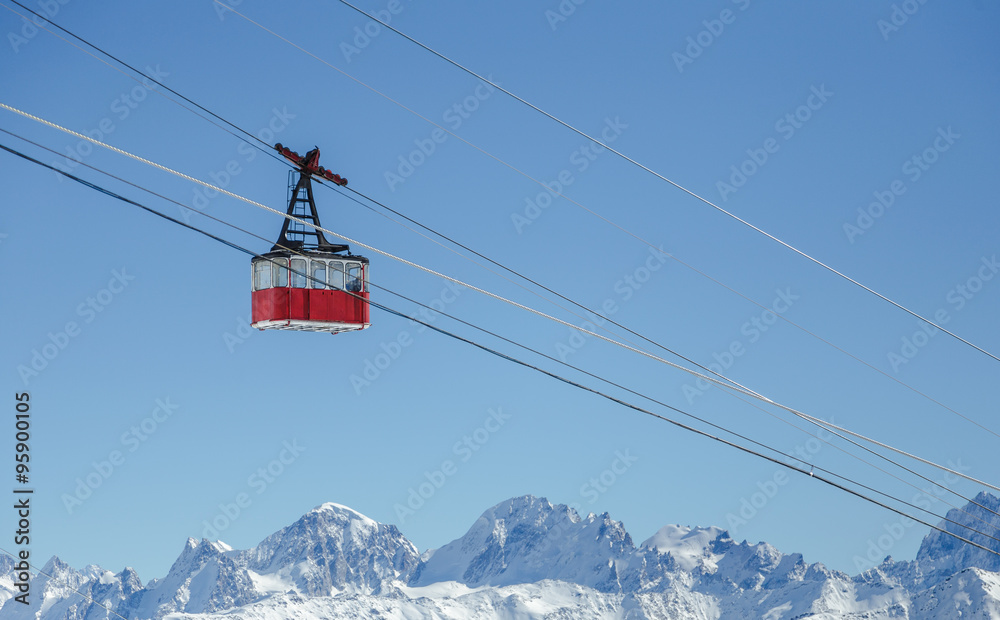 A cable car of skiing resort in Caucasus
