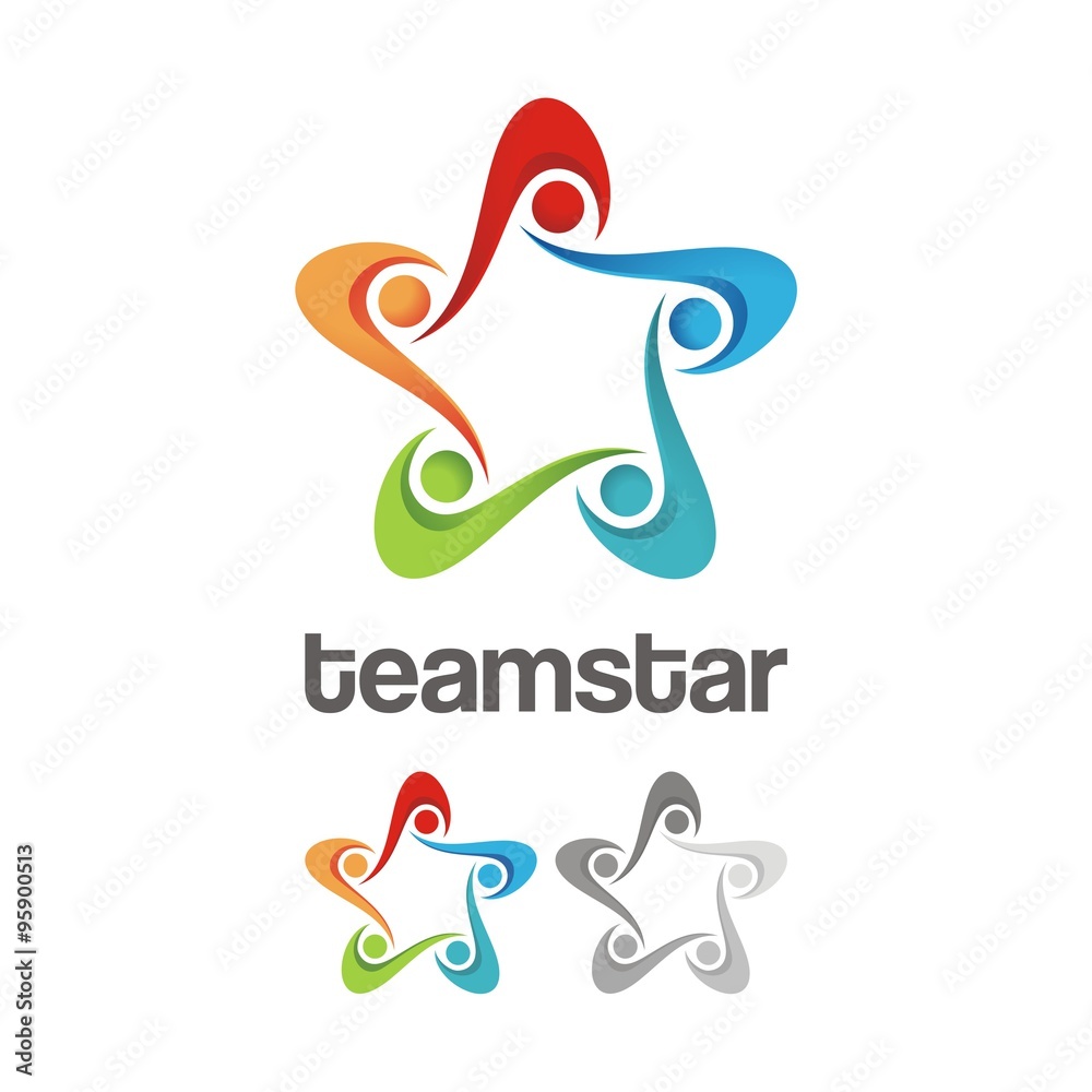 Success Teamwork Star Design Logo Success Teamwork Star Design Logo