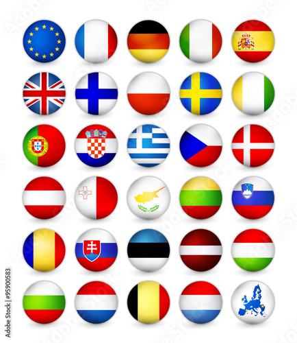 European Union Flags round badges #95900583