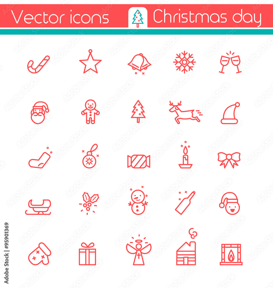 Fototapeta Christmas day ,Vector icons.