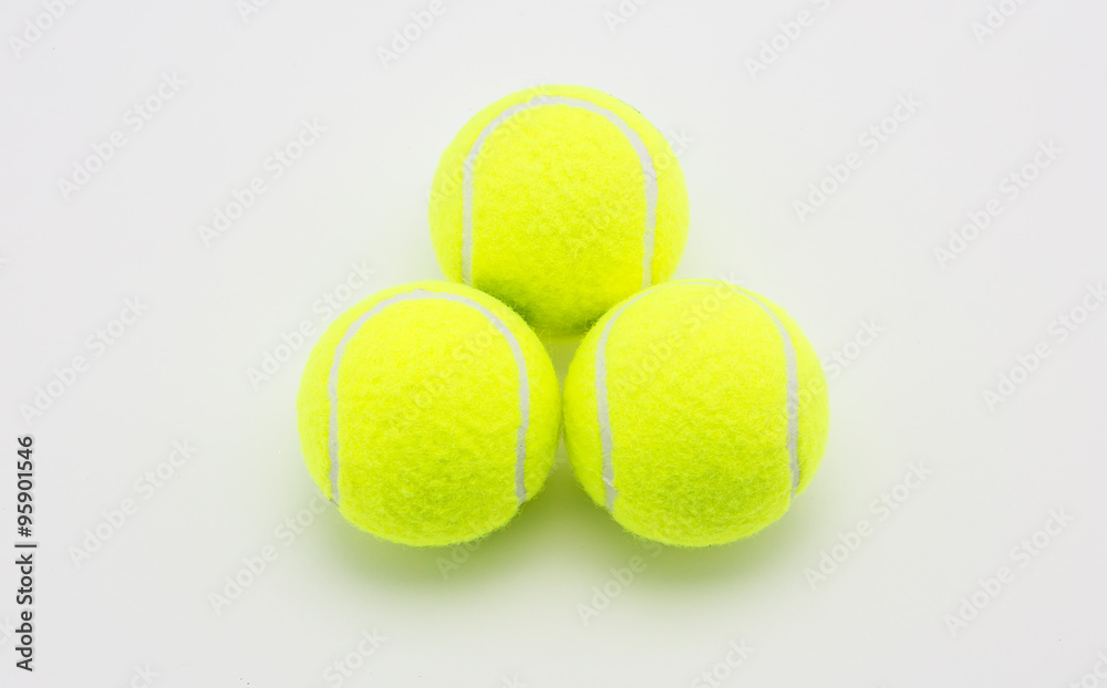 Close up tennis ball on white background