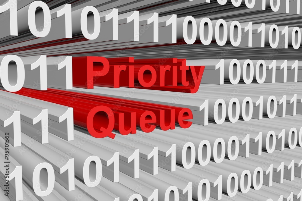 priority queue represented as a binary code