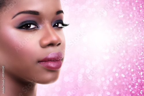 Beautiful African Black Woman Makeup. Make Up Model