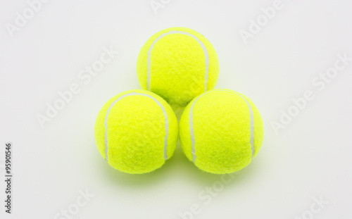 Close up tennis ball on white background