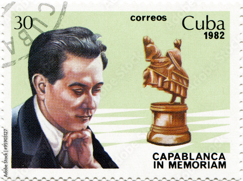 Cuba - circa 1982: a postage stamp of the Republic of Cuba published in 1982, dedicated to the Cuban chess player Jose Raul Capablanca photo