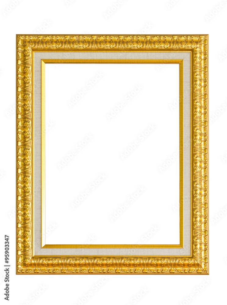 Golden Picture Frame Isolated on White. Golden Picture Frame Isolated on White.