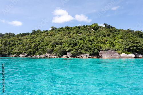 Beautiful tropical beach with sea view, clean water at Similan I