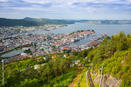 Top view of the city of Bergen . Norway