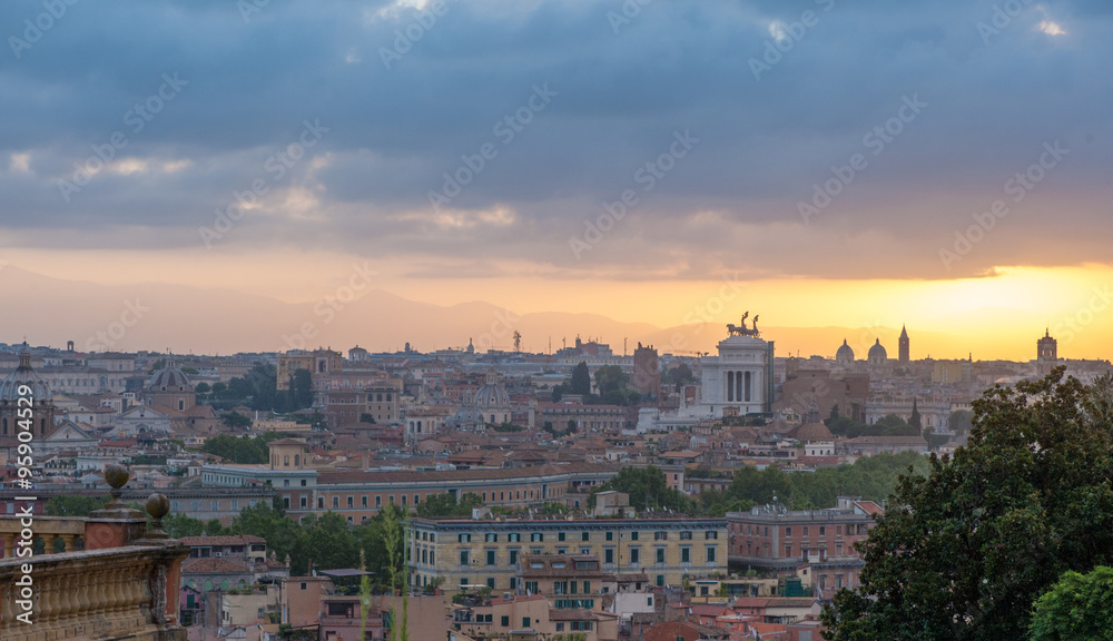 Obraz premium Панорама Рим, вид с холма Яникул