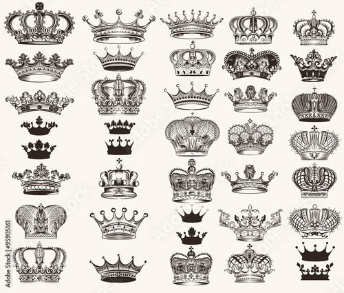 Set of vector high detailed crowns for design
