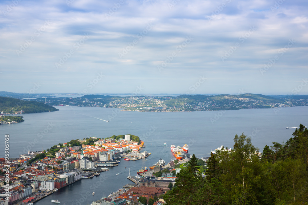 Top view of the city of Bergen . Norway