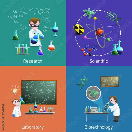  Scientists  In Lab Icons Set 