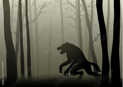 Wallpaper Mural Werewolf In The Dark Woods