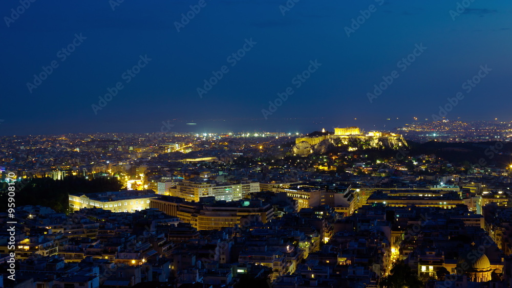 4K Athens skyline aerial view Parthenon day dusk to night timelapse 4K Athens skyline aerial view Parthenon day dusk to night timelapse