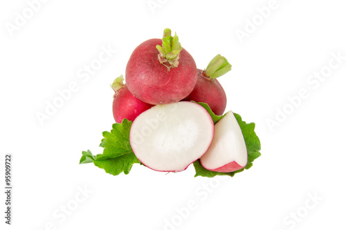 Radish isolated on a white background. Salad ingredient. Isolated food series.