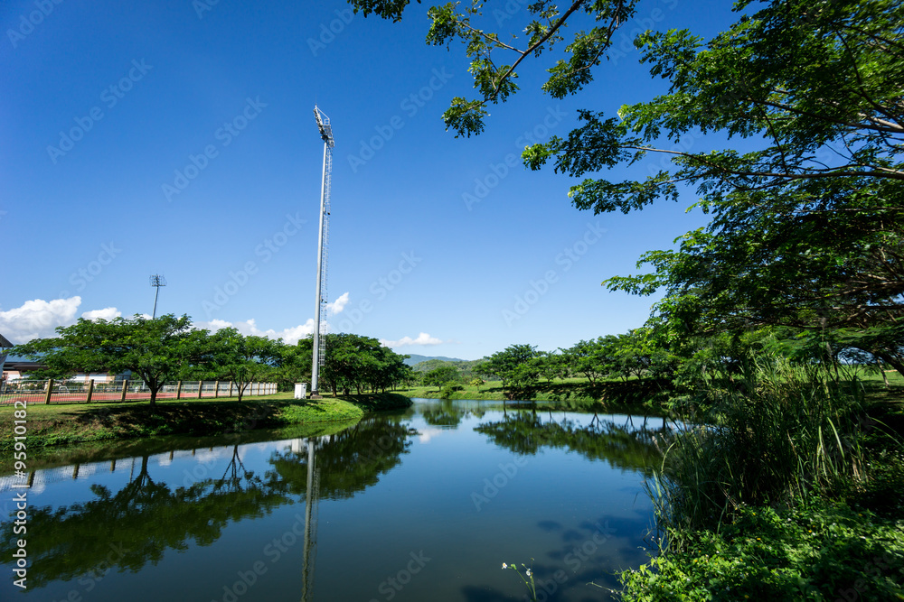 Obraz premium Stadium lamp in the sky
