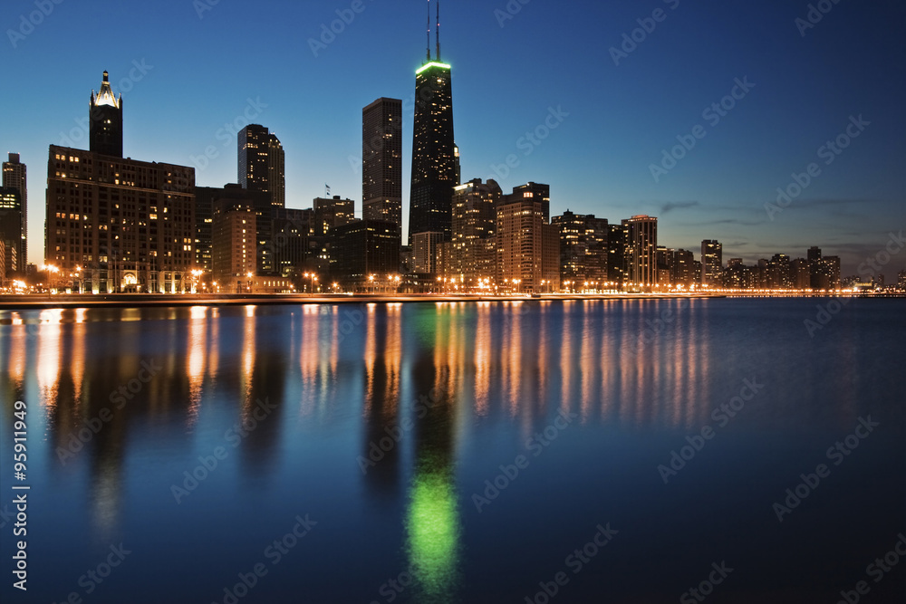 Blue evening in Chicago