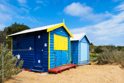 Colorful bath houses, Brighton Beach in Melbourne © chaiyabutra