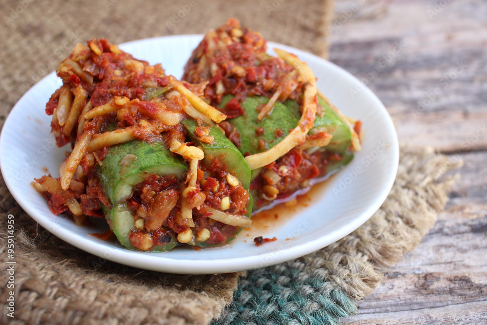 Cucumber kimchi korean food