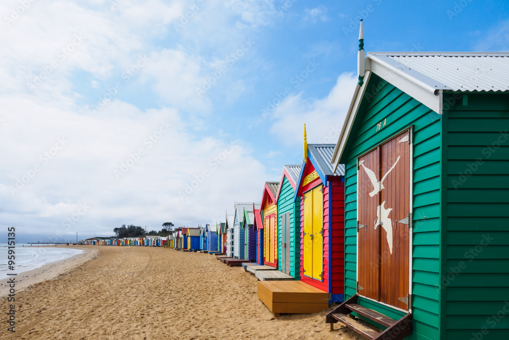 Fototapeta premium Kolorowe łaźnie, Brighton Beach w Melbourne