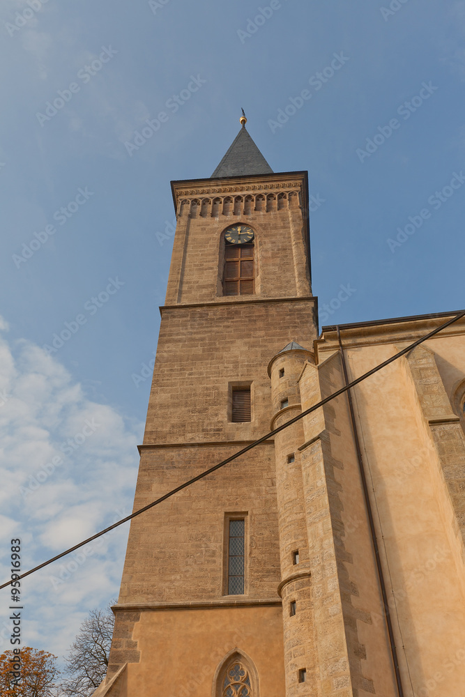 Fototapeta premium Belfry of Church of Our Lady Na Nameti in Kutna Hora