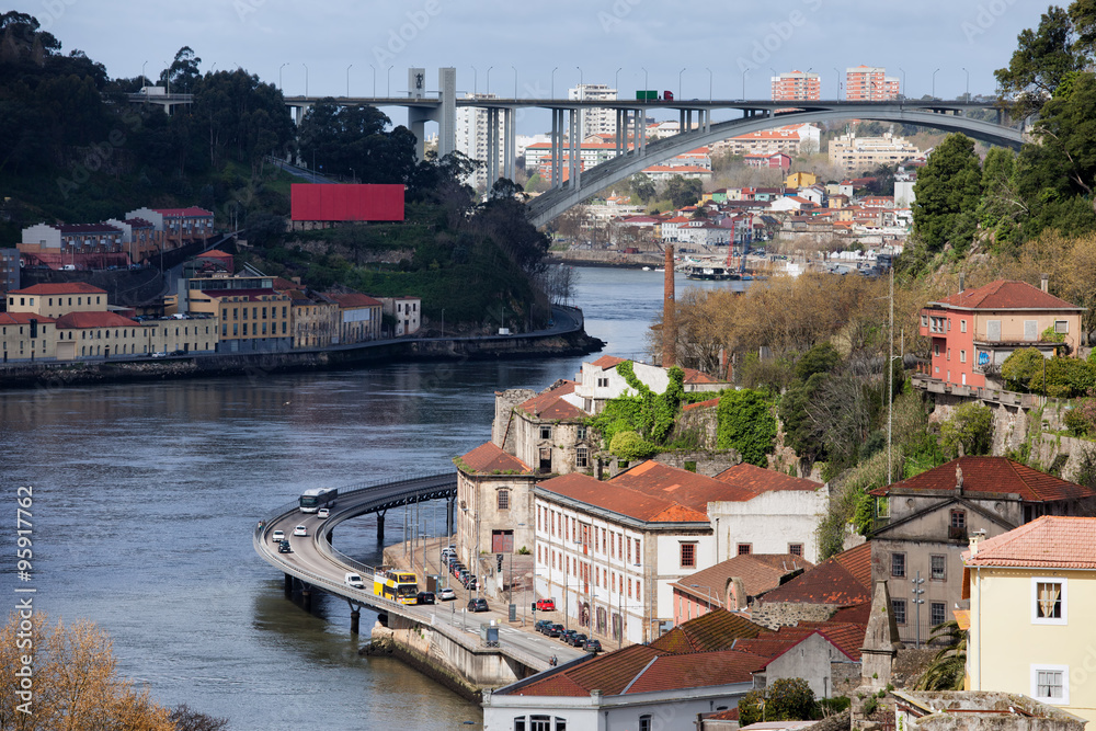 Porto Urban Scenery Along Douro River