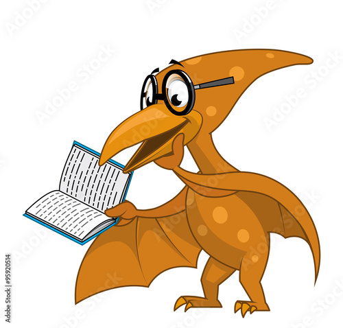 Pterodactyl reading a book