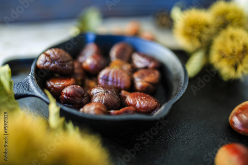 Chestnuts, maroni - roasted chestnuts 