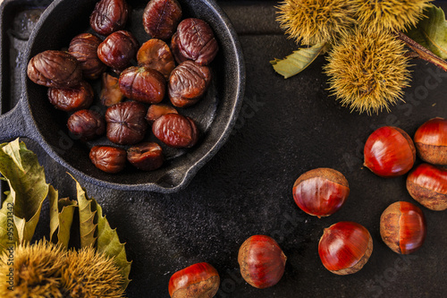 Chestnuts, maroni - roasted chestnuts 