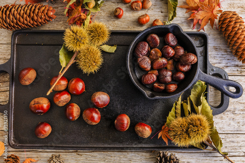 Chestnuts, maroni - roasted chestnuts 