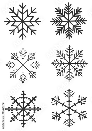 Flat snowflakes. Icons isolated on a white background