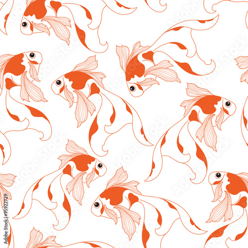 Goldfish pattern. Seamless pattern background.
