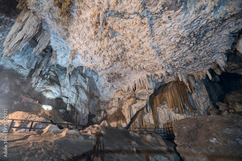 Main room of Diamond Cave or Tham Pranangnai in Krabi,  Thailand photo