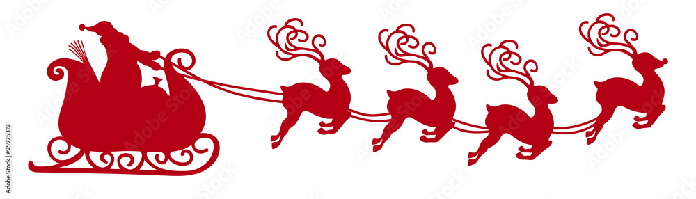 Vecteur Stock Weihnachtsmann mit Rentierschlitten, Weihnachtsschlitten