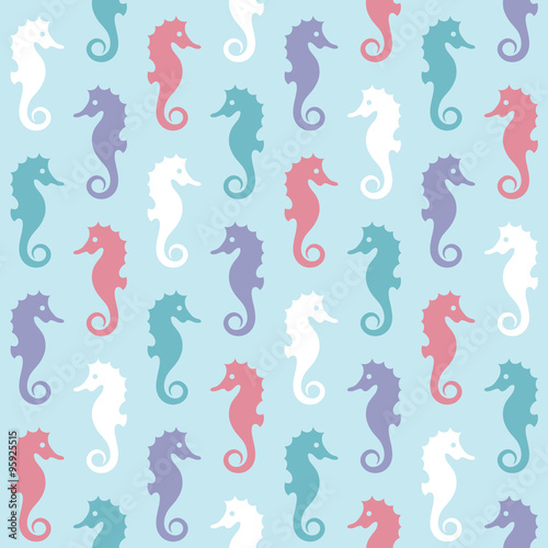 vector seamless pattern with seahorse