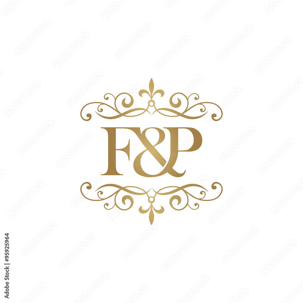 F&P Initial logo. Ornament ampersand monogram golden logo Stock Vector |  Adobe Stock