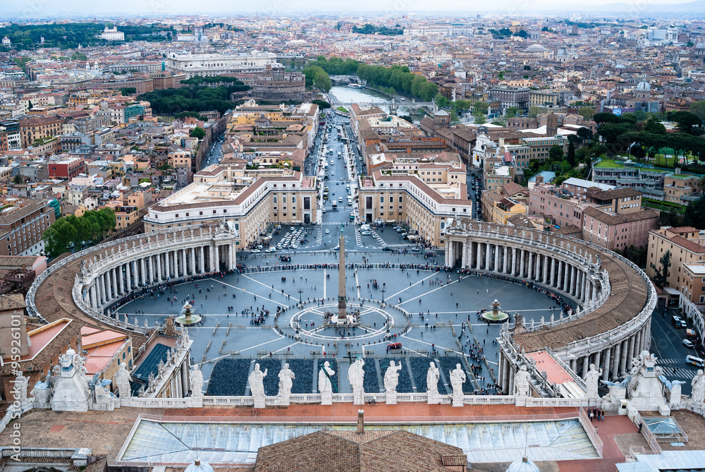 A view from of Saint Peter's Square in Vatican from the top of S