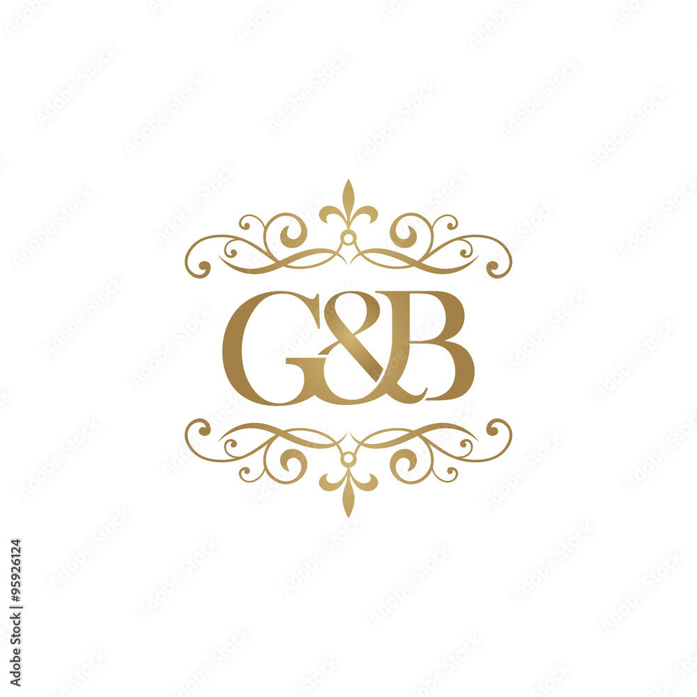 G&B Initial logo. Ornament ampersand monogram golden logo G&B Initial logo. Ornament ampersand monogram golden logo