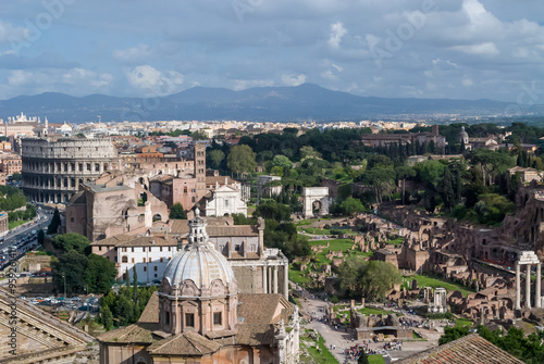 Top view of Coliseum and Roman forum