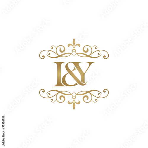 I&Y Initial logo. Ornament ampersand monogram golden logo
