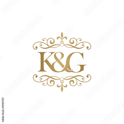 K&G Initial logo. Ornament ampersand monogram golden logo