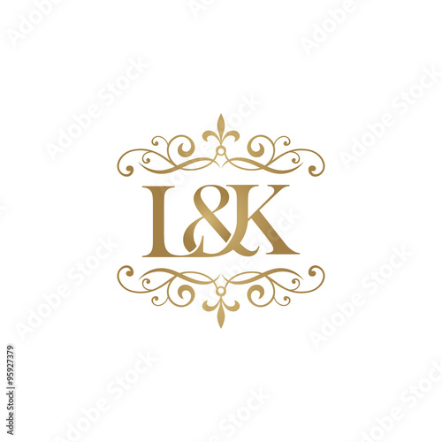 L&K Initial logo. Ornament ampersand monogram golden logo photo