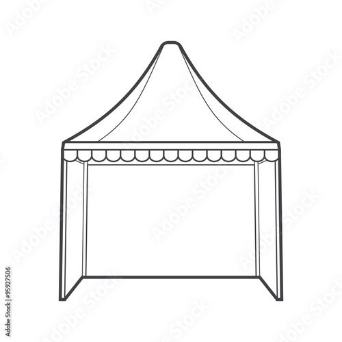 outline folding tent marquee illustration.