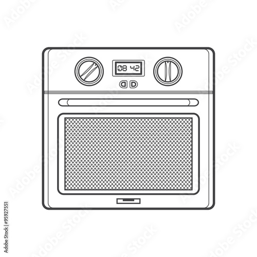 outline kitchen oven illustration.