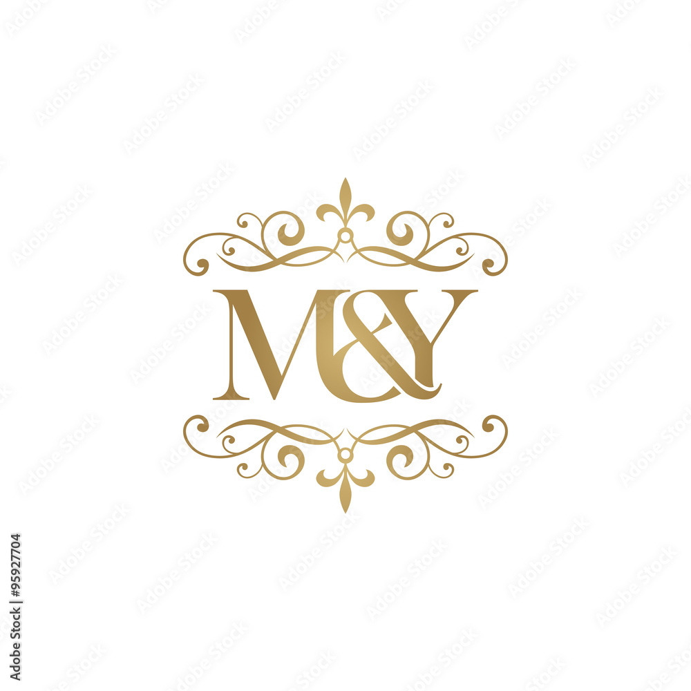 M&S Initial logo. Ornament ampersand monogram golden logo Stock Vector