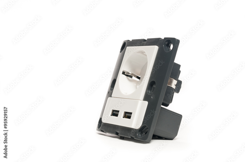 Modern power socket, with two usb charger port, without decorati Modern power socket, with two usb charger port, without decorati