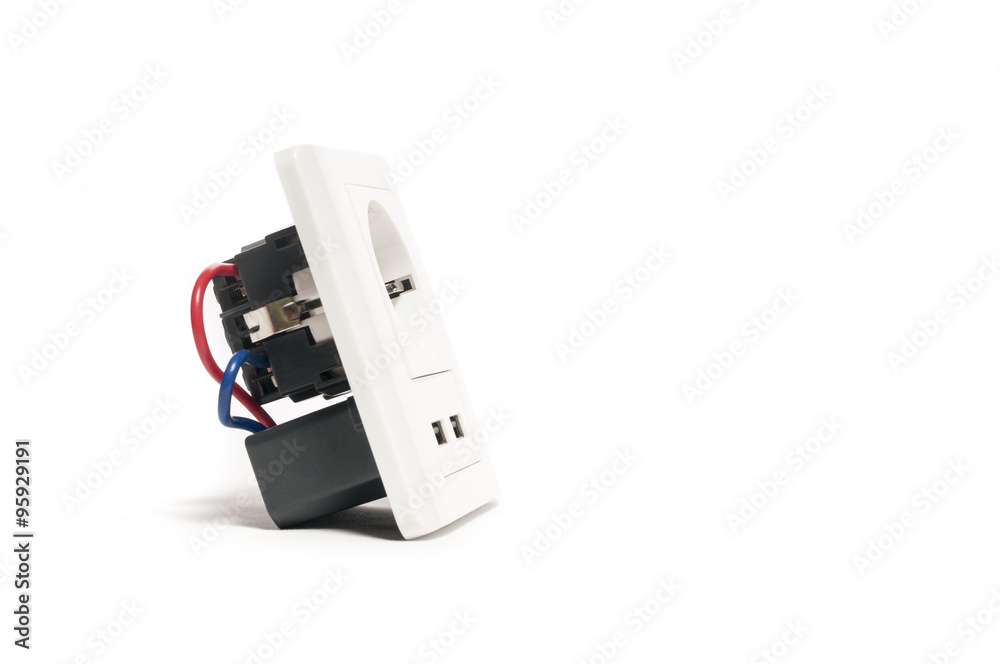 Modern power socket, with two usb charger ports. Modern power socket, with two usb charger ports.