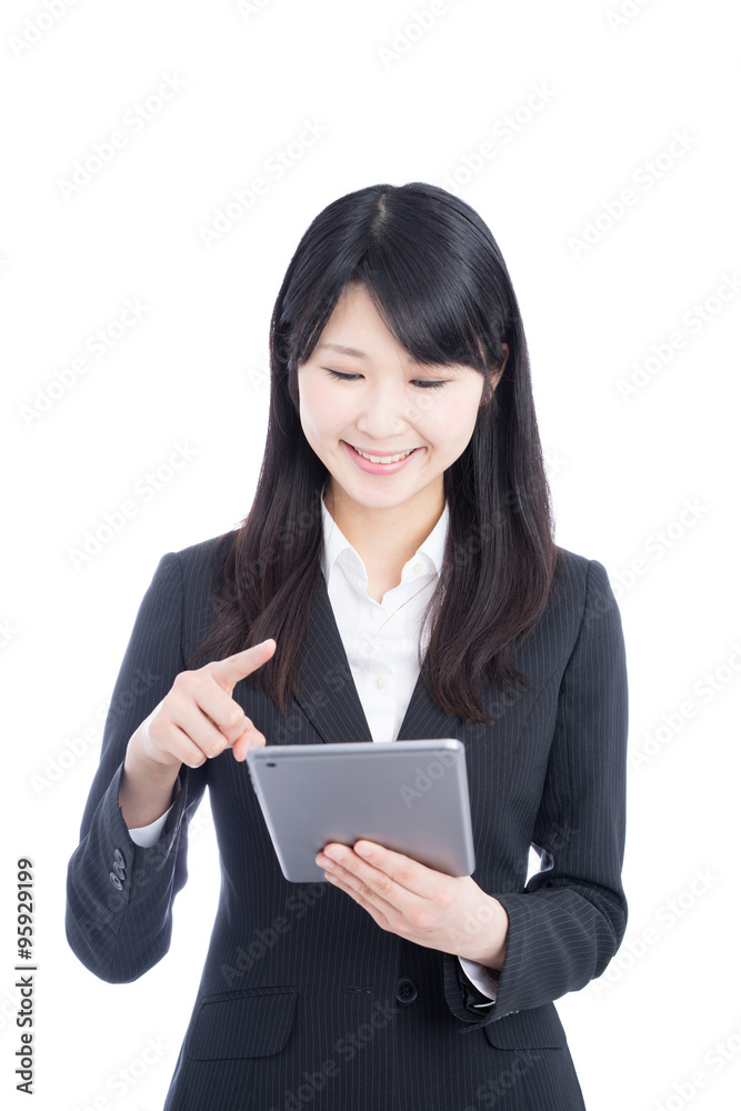 タブレットPCを持った女性 タブレットPCを持った女性