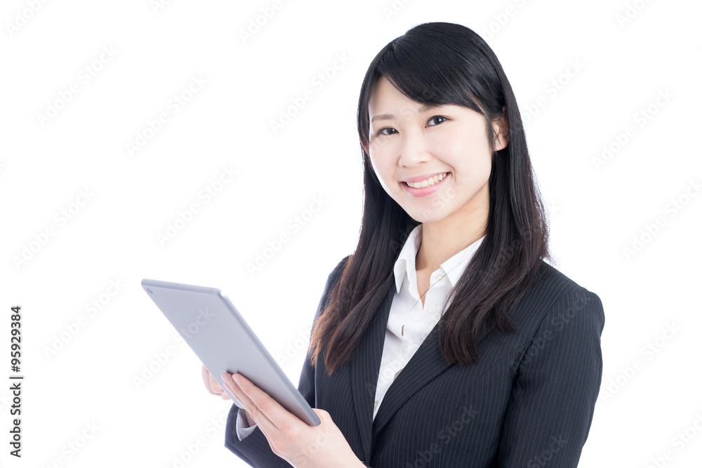 タブレットPCを持った女性 タブレットPCを持った女性